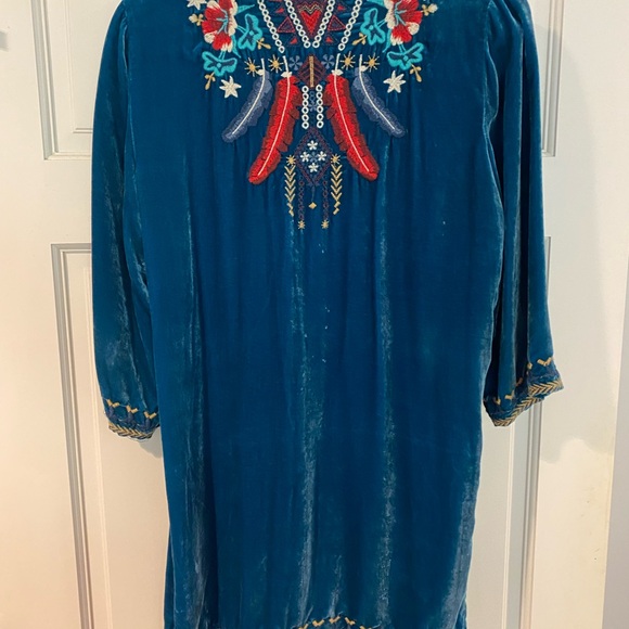 Johnny Was Blue Embellished Tunic with Mandarin Collar - Picture 5 of 5
